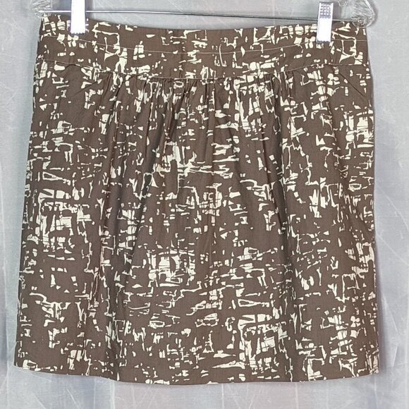 J. CREW FACTORY A-Line Pleated Camouflage Cotton Lined Skirt Taupe Cream Size 10 - Picture 7 of 11